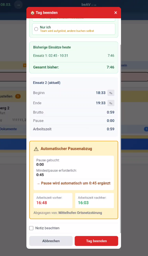 Tag beenden